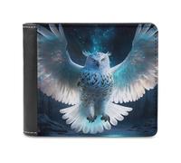 sinyumoney Enchanted Snowy Owl Flight 3D Print Clutch Purse Card Slots Coin Slots Note Section Stylish Durable Leather Wallet Youth Guys 11.7cm*9.5cm