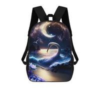 sinyumoney Enchanted Swan by Moonlight 3D Printed Children's School Backpack for Kids High Capacity Travel Rucksacks Book Bags Kids School Bag Back Pack 17inch