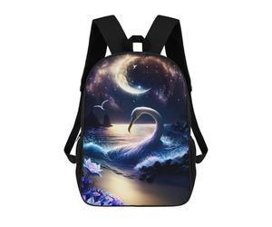 sinyumoney Enchanted Swan by Moonlight 3D Printed Children's School Backpack for Kids High Capacity Travel Rucksacks Book Bags Kids School Bag Back Pack 17inch