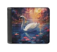 sinyumoney Enchanted Swan Pond 3D Print Men's Wallet Holds Bills Credit RFID Blocking Stylish Banknote Compartments Fashion Slim Wallets 11.7cm*9.5cm