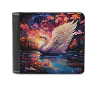 sinyumoney Enchanted Swan Pond 3D Print PU Leather Wallet Use Holds Bills Leather RFID Banknote Compartments Wallets Craftsmanship Gifts 11.7cm*9.5cm