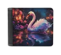 sinyumoney Enchanted Swan Reflections -3 3D Print Clutch Purse Card Slots Coin RFID Blocking Stylish Banknote Compartments Leather Wallet 11.7cm*9.5cm