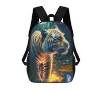 sinyumoney Enchanted Tiger in The Forest 3D Printed Children's School Backpack for Kids High Capacity Travel Rucksacks Book Bags Kids School Bag Back Pack 17inch
