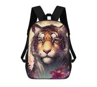 sinyumoney Enchanted Tiger Portrait -3 Kids School Backpack School Bag 3D Printed School Bag for Boys Elementary And Middle School Students 17inch
