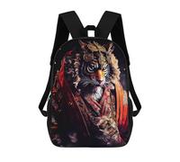 sinyumoney Enchanted Tiger Portrait -4 Kids Backpack,School Backpack Kids School Bag 3D Printed Cartoon Large Capacity Backpack for Kids Boys And Girls 17inch