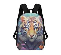 sinyumoney Enchanted Tiger Portrait -6 Kids School Backpack School Bag 3D Printed School Bag for Boys Elementary And Middle School Students 17inch