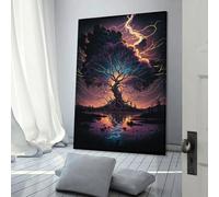 sinyumoney Enchanted Tree Lightning Storm Bathroom Pictures For Teens Game Boys Room Wall Decor Picture Canvas 20x30inch(50x75cm)