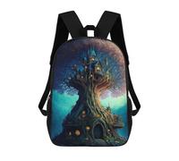 sinyumoney Enchanted Treehouse Fantasy Backpack Kids School Bag Boys Cartoon 3D Print Students Schoolbag Laptop Daypack for Boys Girls 17inch