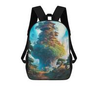 sinyumoney Enchanted Treehouse Village Children's School Backpack Fashion Casual Children's Backpacks 3D Printed School Bags Boy Large Backpack 17inch