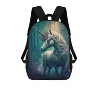 sinyumoney Enchanted Unicorn Forest Backpack School Backpack Kids School Bag Large Capacity Kids Backpack for School Rucksack 3D Book Bag Gifts for Kids 17inch