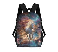 sinyumoney Enchanted Unicorn Forest Backpack School Bag Lightweight Airport College Students Back Pack for School/Work/Travel 17inch