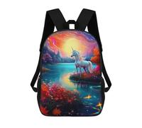 sinyumoney Enchanted Unicorn Lake Backpack School Bag Secondary Causal Travel High School Bags for Campus Outdoor Travel Sports 17inch