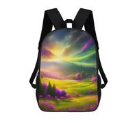 sinyumoney Enchanted Valley of Colors 3D Printed Children's School Backpack for Kids High Capacity Travel Rucksacks Book Bags Kids School Bag Back Pack 17inch