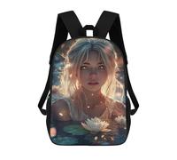 sinyumoney Enchanted Water Lily Serenity Backpack School Bag Large School Backpack for Boys - Perfect for Travel, Work And Daily Use 17inch