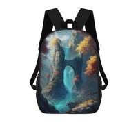 sinyumoney Enchanted Waterfall Archway Backpacks, Kids Backpack Student School Bag 3D Printed Travel Backpacks Fashion Accessory Backpack Children Waterproof School Bags 17inch