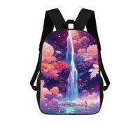 sinyumoney Enchanted Waterfall Dreamscape Backpack School Backpack Kids School Bag Large Capacity Kids Backpack for School Rucksack 3D Book Bag Gifts for Kids 17inch