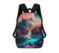 sinyumoney Enchanted Waterfall Landscape -3 Backpacks Kids School Backpack School Bag 3D Printed School Bag for Boys Elementary And Middle School Students 17inch