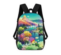 sinyumoney Enchanted Waterfall Landscape -4 Backpack School Backpack Kids School Bag Large Capacity Kids Backpack for School Rucksack 3D Book Bag Gifts for Kids 17inch