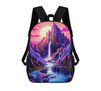 sinyumoney Enchanted Waterfall Landscape -6 3D Printed School Bag Children's School Backpack Schoolbags Travel Backpacks Casual Fashion Bag for Kids School Students 17inch