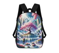 sinyumoney Enchanted Waterfall Paradise Backpacks 3D Printed Kids School Backpack School Bag Fashion Rucksacks for Boys Elementary And Middle School Students 17inch