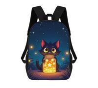 sinyumoney Enchanted Whiskers - Starlit Cat & Golden Jar in Moonlit Serenity Backpack School Computer Rucksack for School/Work/Travel for Girls Boys Teenage 17inch