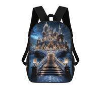 sinyumoney Enchanted Winter Castle 3D Printed 17inch School Bag Children's School Backpack Travel Backpacks Casual Fashion Bag for Kids School Students