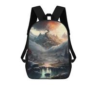 sinyumoney Enchanted Winter Landscape 3D Printed Children's School Backpack for Kids High Capacity Travel Rucksacks Book Bags Kids School Bag Back Pack 17inch