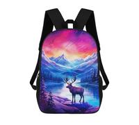 sinyumoney Enchanted Winter Landscape with Elk Backpack 3D Print Kids Bag Elementary Students Daypack Lightweight School Bag for Children Girls Boys Nursery Lunch Pack 17inch