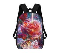 sinyumoney Enchanted Winter Rose Garden Backpack for School 3D Printed Boys Girls School BagChildren Bookbag Travel Rucksack 17inch