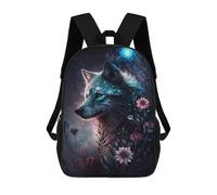 sinyumoney Enchanted Wolf Fantasy Art 3D Printed Children's School Backpack for Kids Travel Rucksacks Book Bags Kids School Bag 17inch
