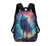 sinyumoney Enchanted Wolf Forest Art Print Children's Backpacks School Backpack 3D Printed for Kids Travel Rucksacks Book Bags Kids 17inch School Bag