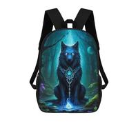 sinyumoney Enchanted Wolf in Mystic Forest -1 School Backpack 3D Printed School Bags Boys Girls Laptop Backpack for Kids/Students/Adults 17inch