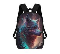 sinyumoney Enchanted Wolf Portrait -12 Kids Backpacks,3D Personalized School Bookbags for Boys Girls Large Schoolbags Casual Daypack 17inch