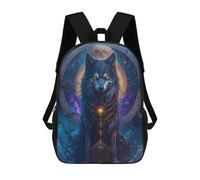 sinyumoney Enchanted Wolf Portrait -16 Backpack 3D Print Kids Bag Elementary Students Daypack Lightweight School Bag for Children Girls Boys Nursery Lunch Pack 17inch