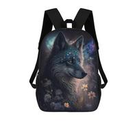 sinyumoney Enchanted Wolf Portrait 3D Printed 17 Inch School Backpack Children's Backpacks 3D Printed Cool Knapsack for Boys Elementary And Middle