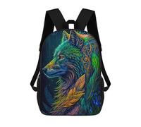 sinyumoney Enchanted Wolf Portrait -4 Backpacks, Kids Backpack Student School Bag 3D Printed Travel Backpacks Fashion Accessory Backpack Children Waterproof School Bags 17inch