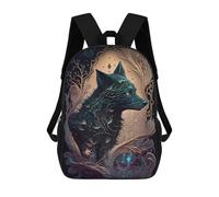 sinyumoney Enchanted Wolf Portrait -6 Backpack School Bag Large School Backpack for Boys for Camping Outdoor Adventures And Daily Travel 17inch