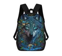 sinyumoney Enchanted Wolf Portrait -9 Kids Backpack,School Backpack Kids School Bag 3D Printed Cartoon Large Capacity Backpack for Kids Boys And Girls 17inch