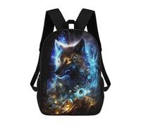 sinyumoney Enchanted Wolf Spirit Art 3D Printed Children's School Backpack for Kids Travel Rucksacks Book Bags Kids School Bag 17inch