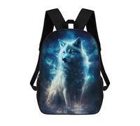 sinyumoney Enchanted Wolf Spirit Art Print -1 School Bag 3D Printed 17inch Backpacks Fashion Kids School Backpack Rucksacks for Boys Elementary And Middle School Students