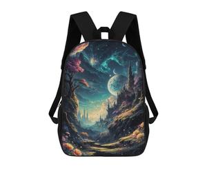 sinyumoney Enchanting Castle View Backpack, Children's Backpack, Student School Bag Bookbag Rucksack, 3D Printed School Bag for Boys Girls 17inch