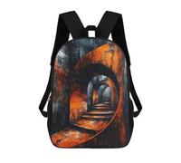 sinyumoney Endless Spiral - Surreal Dystopian Staircase, Dark Abstract Art Backpack with Pocket 3D Printed Backpacks, Travel Rucksacks Book Bags Kids School Bag 17inch