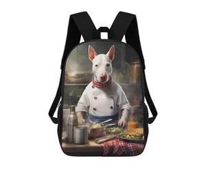 sinyumoney English Bull Terrier Chef Backpack School Lightweight Airport College Students Back Pack for Men, Women & Teenage Boys 17inch