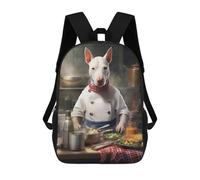 sinyumoney English Bull Terrier Chef Backpacks Children's Backpacks School Bag 3D Printed Children's School Backpack Fashion Travel Backpacks for Kids Elementary Middle School 17inch