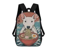 sinyumoney English Bull Terrier Eating Ramen School Bags Lightweight Schoolbag Dayback Bookbag College for Boys/Girls/Teenagers 17inch