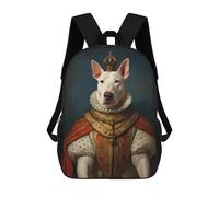 sinyumoney English Bull Terrier King 3D Printed 17inch School Bag Children's School Backpack Travel Backpacks Casual Fashion Bag for Kids School Students