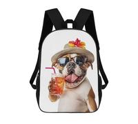 sinyumoney English Bulldog Cocktail Backpack School Bag Water Resistant Travel Backpack Computer Bag for Teenage Girls Boys Women Men 17inch