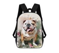 sinyumoney English Bulldog Flowers Rucksack Water Resistant Travel Backpack Computer Bag for School/Work/Travel 17inch