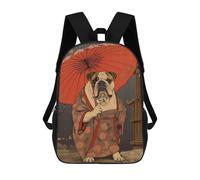 sinyumoney English Bulldog Geisha Backpack School Bag Lightweight Casual Daypack School Backpacks for School/Work/Travel 17inch
