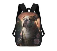 sinyumoney English Bulldog Kimono Backpack 3D Printed Children's School Backpack Kids Travel Backpacks High Capacity Book Bags Children's Backpack Rucksack 17inch